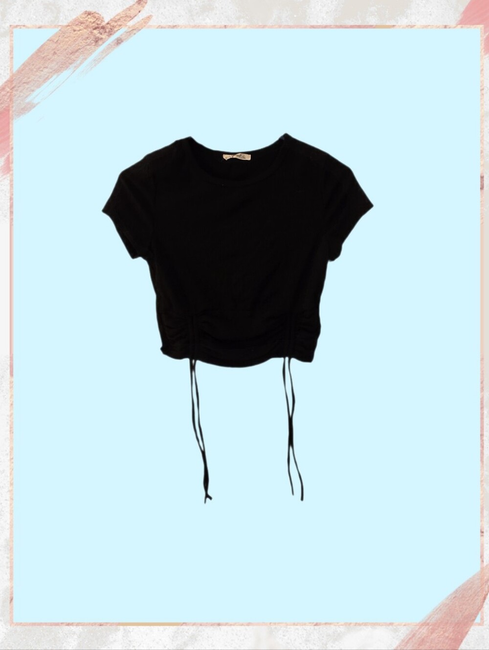 Timing Black Drawstring Crop Top